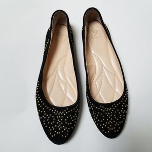Isola Womens Black Basanti Studded Suede Leather Ballet Flats Size 7M